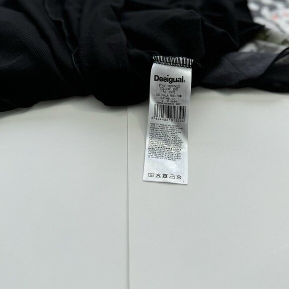 Desigual women's Top Sheer Embellished Rhinestones Floral Black Small - Picture 3 of 16